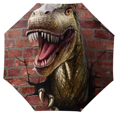 YBQLNP Automatischer Regenschirm Dinosaurier Taschenschirm Winddicht Sturmfest Für Herren Damen Teenager