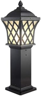 Lampada da palo a tenuta stagna for paesaggio vintage europeo Lampada da colonna da cortile antipioggia for esterni retro Lampada da pilastro da giardino in alluminio con finitura nera esterna for pat