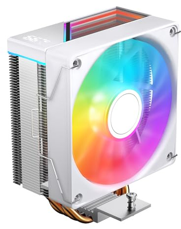 Jungle Leopard KF420E Refroidisseur CPU avec Température Affichage écran Affichage,avec 120x120x25mm 1800RPM ARGB PWM Ventilateur,pour LGA 115X/1200/1700/1366/2011/1851,pour AM4/AM5 (WH)
