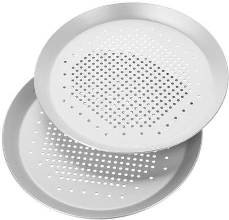 Mikinona 2 Pièces Plaque à Pizza Ronde Perforée En Métal Pour Cuisson Lot De Plaques à Pâtisserie Pour Pizza Et Autres Délices