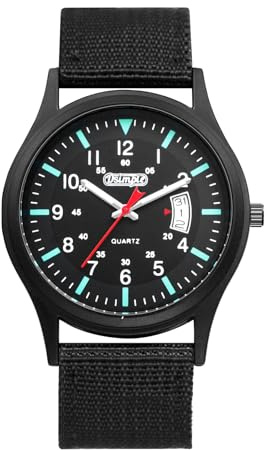 JewelryWe Montre Militaire Homme en Tissu: Montre Tactique Analogique Quartz avec Bracelet en Nylon Ajustable, Aiguilles Lumineuses et Cadran 24H pour Le Sport en Plein Air et Cadeau Anniversaire