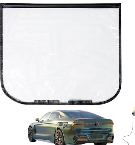 Dmuzsoih 60 x 50 cm Ev laddare pluggskydd, regntätt vattentätt utomhus elektrisk bil laddningsport pluggskydd, magnetisk vidhäftning alla väderskydd, UV-skydd transparent, passar de flesta bilar