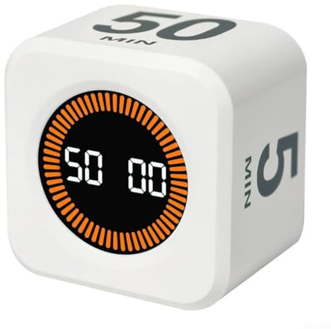 Eawfgtuw Temporizador visual hexagonal con sensor de gravedad y pantalla dual para estudio de niños, técnica Pomodoro, cocina y entrenamientos, 4 (blanco)