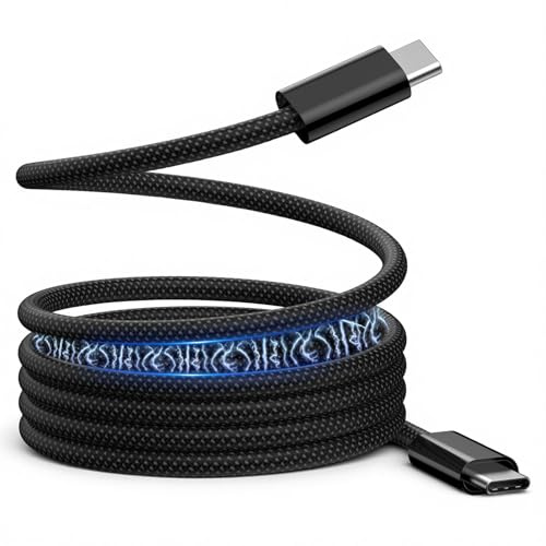 USB C Kabel Magnetisch 240W, Magnetisches Ladekabel USB C, Schnellladekabel Nylon Geflochten 1m, Magnetic USB C Cable für Samsung, Xiaomi, Google Pixel, Huawei und mehr(Schwarz)