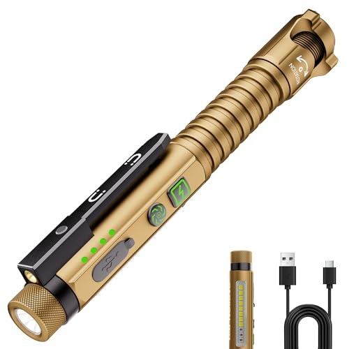 PASIION EDC Taschenlampe Wiederaufladbare,800Lumen LED Arbeitsleuchte mit Magnetclip & Magnetfuß, 11 Arbeitsmodi COB Stiftlampe, Ideal für Werkstatt, Zuhause und Notfallbeleuchtung