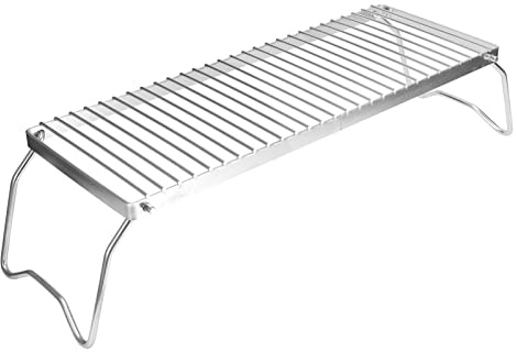 ZAWELIYO Portable Folding Stainless Steel Campfire Grill for Outdoor Cooking Barbeque Rack Grate Grid for Camping and Backpacking, 17.3 X 6.3in