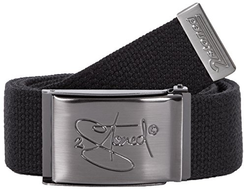 2Stoned Gürtel Koppelgürtel mit Flaschenöffner 4cm Matte Schnalle Classic in Schwarz für Damen und Herren