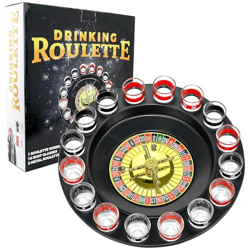 WANTED Shot Glass Roulette Drinking Game komplett set dryckesspel, plast, röd/svart, 16 st