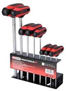 KS Tools 158.8130 ERGOTORQUEplus T-Griff-Innensechskant-Schlüssel-Satz, 8-tlg.