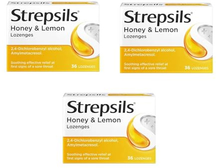 Strepsils Honey & Lemon Lozenges - Pack of 3 X 36 Count