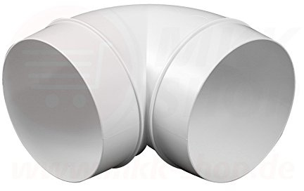 Rundrohr Bogen 90° Grad Lüftungsrohr Ø 125 mm Abluft Zuluft Rohr Kanal PVC Ve...