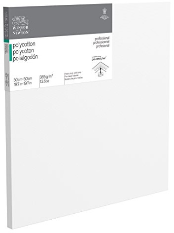 Winsor & Newton 6206026 Professional Keilrahmen aus Baumwollmischgewebe, 385 g/m², 3-fach grundiert, mittlere Körnung, ideal für die Ölfarben und Acrylfarben - 50x50cm