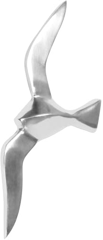 Wohnling Wanddekoration Möwe S Aluminium poliert Dekofigur 30 cm Statue Skulptur klein Alu einzeln modern Maritim
