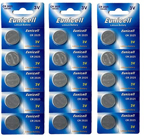 15 x CR2025 3 V litiumknappcell 150 mAh (3 blisterkort 5 batterier) engångs märkesvara PUTINCELL (FBA)
