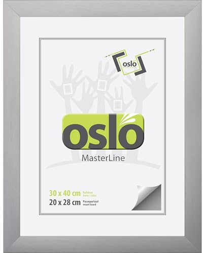 OSLO MasterLine Bilderrahmen 30 x40 silber matt Aluminium gebürstet 3 cm breit mit Echt-Glasscheibe