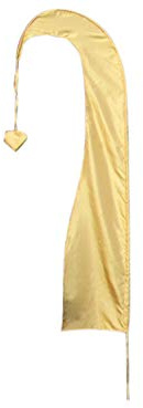 Asiastyle Balifahne | Farbe: Gold | 200 cm lang | MIT BAMBUSSTANGE | aus echtem Satin | Originale Umbul Fahne