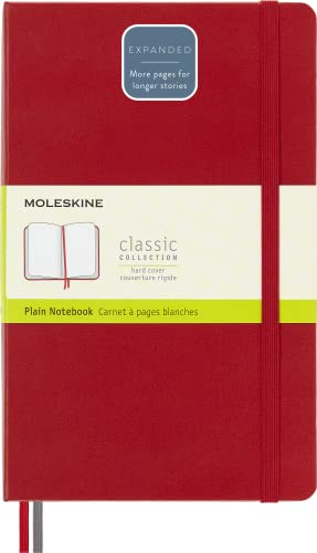 Moleskine - Classic Notebook Expanded, Taccuino con Pagine Bianche, Copertina Rigida e Chiusura ad Elastico, Formato Large 13 x 21 cm, Colore Rosso Scarlatto, 400 Pagine