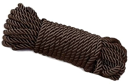 Soft Silk Rope Solid Braided Twisted Ropes,10m Durable and Strong All Purpose Twine Cord Rope String Thread Cord (Brown)