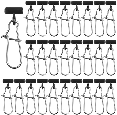 SILANON - Pinchos Deslizadores para Pesca de línea Trenzada de Alta Resistencia con Cierre de Seguridad para Aparejos de Pesca de Agua Salada, 60pcs, Negro