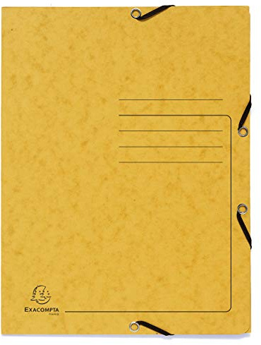 Exacompta - Ref. 55409E – Karton mit 25 bedruckten Gummizugmappen – Hüllen mit 3 Klappen – aus Hochglanzkarton 355 g/m² – Maße 24 x 32 cm für Dokumente im A4-Format – Farbe Gelb