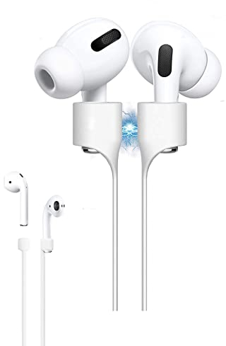 Sangles magnétiques anti-perte pour AirPods PRO/2/1, cordon de sport en silicone souple, cordon tour de cou (Blanc)