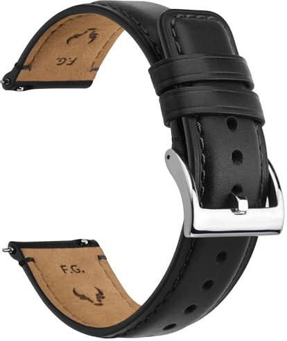 Fullmosa Klockarmband 20/22 mm, snabbfrigörande läderklockarmband 20/22 mm, klockarmband för män/kvinnor, klockarmband för Samsung Galaxy Watch/Huawei Smart Watch/Fossil Watch, armband 20/22 mm