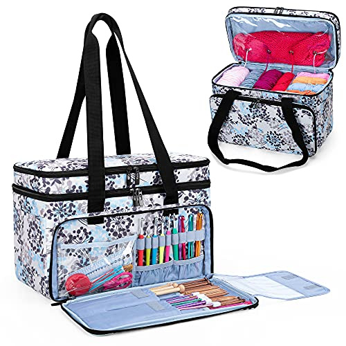 CURMIO Doppelschicht Wolle Tasche, Stricktasche für Garn, Löwenzahn