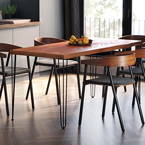 LAMO Manufaktur Esstisch Küchentisch Schreibtisch Couchtisch aus Massivholz, mit Baumkante 120x80x76 cm (AxBxH), Creative, Dunkel/Schwarz, LEB-01-A-004-9005Cr