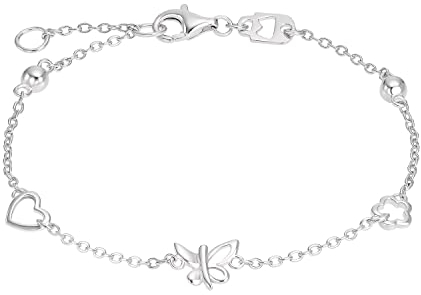 Amor Armband 925 Sterling Silber Mädchen Kinder Armschmuck, 17+2 cm, Silber, Herz, Kommt in Schmuck Geschenk Box, 2016485