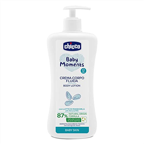 Chicco Baby Moments Flytande kroppskräm med mandelmjölk, med naturlig formel, 0+ månader – 500 ml