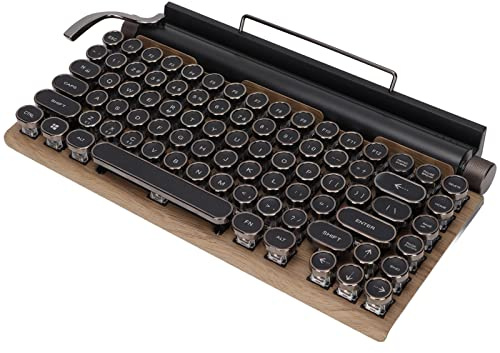 ASHATA Tastatur Retro-Schreibmaschinen-ähnlich, kabellos, Bluetooth, klassisch, Vintage, Grün, mechanische, Punk-Tastatur, für Mac/PC/Laptop/Tablet/Mobiltelefon