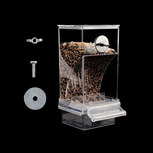 Automatischer Futterspender für Vögel, Transparente Wellensittich Futterspender Acryl Vogelfutterhaus Sittiche Käfig Futterautomat Vogelfutterspender für Wellensittiche Nymphensittiche Finken,1 Stück
