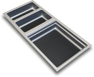 LANA solution Besteckkasten für Schubladen nach Maß - Besteckeinsatz für 30 cm Schubladen - Silber - Wunschmaß