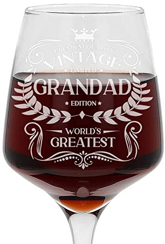 Always Looking Good Birthday Gift for Grandad Vintage World's Greatest Grandad Engraved Large Wine Glass Present for Grandfathers Etched 400ml Wine Glass