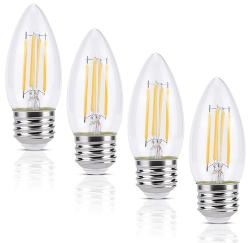 KINUR E26 led Bulb 40W Candelabra Light Bulbs,B11 LED Chandelier Bulbs,2700K Warm White Decorative Candle Bulb,for Ceiling Fan Home Decor 4-Pack