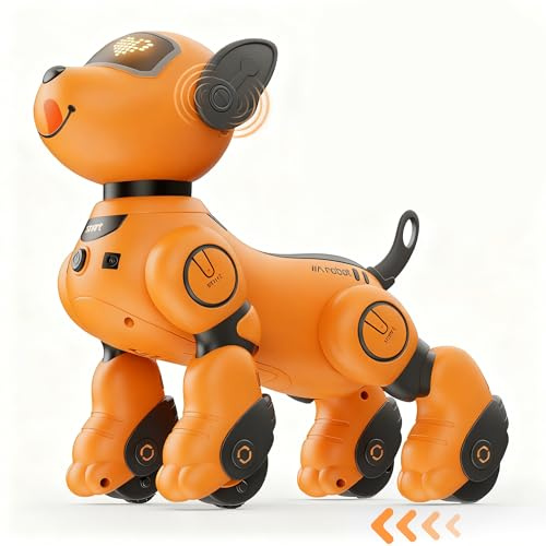 VATOS Roboter Hund Kinder Ferngesteuerter Spielzeug - Sprach und 2,4 GHz Fernsteuerung Haustier Roboterhund mit 20+ Funktionen, Programmierbarer Tanz Musik RC Roboter Hund für Kinder 3-12 Jahren