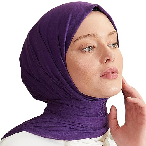 Premium Jersey Turban Kopftuch Schal Wrap Instant Hijab Für Damen | Muslim Instant Hijab Schal Cap für Frauen (Lila)