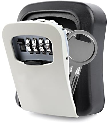 Cassetta di Sicurezza per Chiave, Cassaforte per Chiavi Montata a Parete, Cassetta Sicurezza Portachiavi da Esterno, con 4 Cifre Combinazione Codice, Impermeabile e Antiruggine, per Ufficio Garage