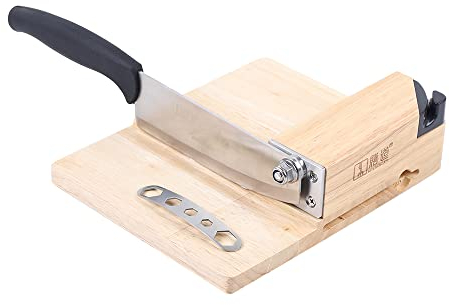 Kaichenyt Hebelschneider, Guillotine-Schneider aus Rostfreiem Stahl mit Holzsockel Käseguillotine Wurstschneider Abnehmbare Klinge Länge 15.8 cm