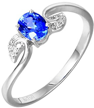 AMDXD Weißgold 18K Au750 Freundschaftsringe Damen, 0.6ct Labor Erstellt Saphir Eheringe Blau, Flügel Hochzeitsring Weiß Gold Au750 mit Moissanit Echtschmuck, Gr.56 (17.8)
