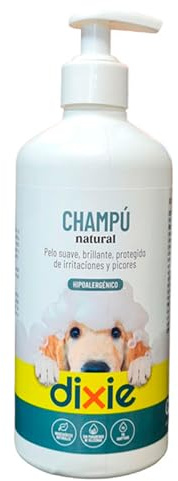 DIXIE - Champú Hipoalergénico Perros y Gatos - 500 ml - Champú Natural para Mascotas con Piel Sensible - Pelaje Suave, Brillante e Hidratado - Protege de Irritaciones y Picores - Todo Tipo de Pelaje