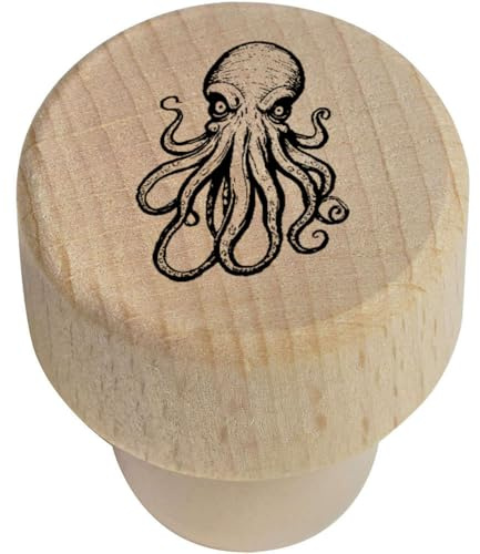 Azeeda 'Krakens Tentacles' Bottle Stopper - 19mm (BS00029341) | Reusable Wooden Wine Sealer / Cork for Kitchens, Bars and Bottle Gifts