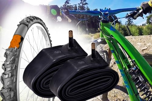 2X Selbstreparierender Fahrradschlauch 26 Zoll, 1.75-2.125 x 26 Zoll, 47/57-559 Schlauch, unkaputtbar Pannensicher, Gel-Füllung, Selbstdichtend, Autoventil AV 40mm