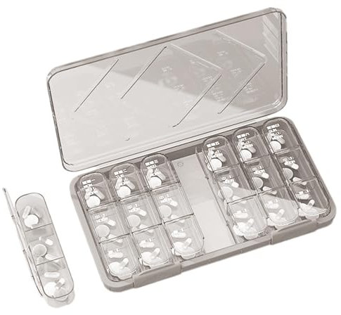 Portapillole per 7 giorni, organizzatore settimanale per pillole, dosatore per pillole resistente all'umidità, contenitore per pillole per 7 giorni, astuccio per pillole antipolvere per casa, viaggi