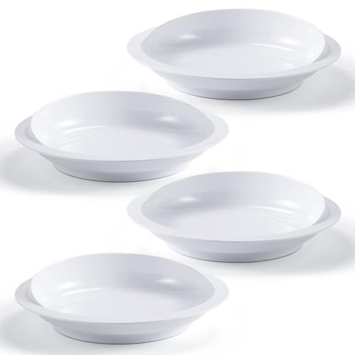 Assiette anti-fuites avec bords ondulés, assiette avec rebord pour personnes handicapées, assiette pour manger facilement pour adultes handicapés et patients âgés (1 pièce), blanc