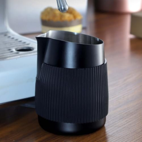 Milk Frothing Pitcher, 420ml Milk Frothing Jug Handleless Milk Frother Cup Stainless Steel Milk Pitcher for Latte Art, Espresso, Cappuccino