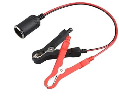 WWHJR Great Extension Cord Plug Socket 12V 24V with Battery Clamp,Battery Clip-On Car Adapter