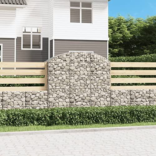 Buzaza Gabione mit Hochbogen 150x50x140/160 cm Verzinktes Eisen Gabionengitter Gabionen SäUle GabionenköRbe Gabionen Zaun