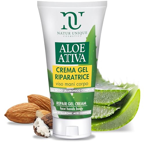 ALOE ACTIVE REPARATOR GEL Cream | Ultrafuktgivande kroppskräm med hyaluronsyra och aloe vera | Aloe ansiktskräm, händer, perfekt kropp för sprucken hud och efter solkräm | Natur Unique 150 ml