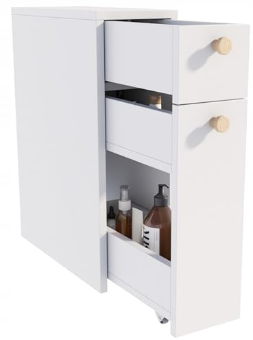 MATKAM Nischenschrank Frodo – Stilvoller Sockelschrank für Küche und Bad, Platzsparender Organizer, 61,8 x 21 x 45 cm (H x B x T) (Weiß)